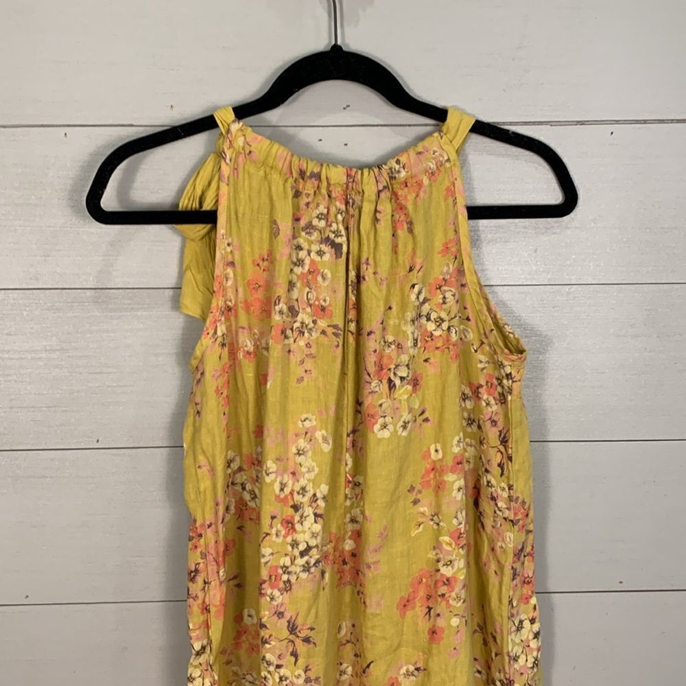 Bellambia 100% linen yellow floral midi sundress made in Italy woman’s small - Picture 8 of 9